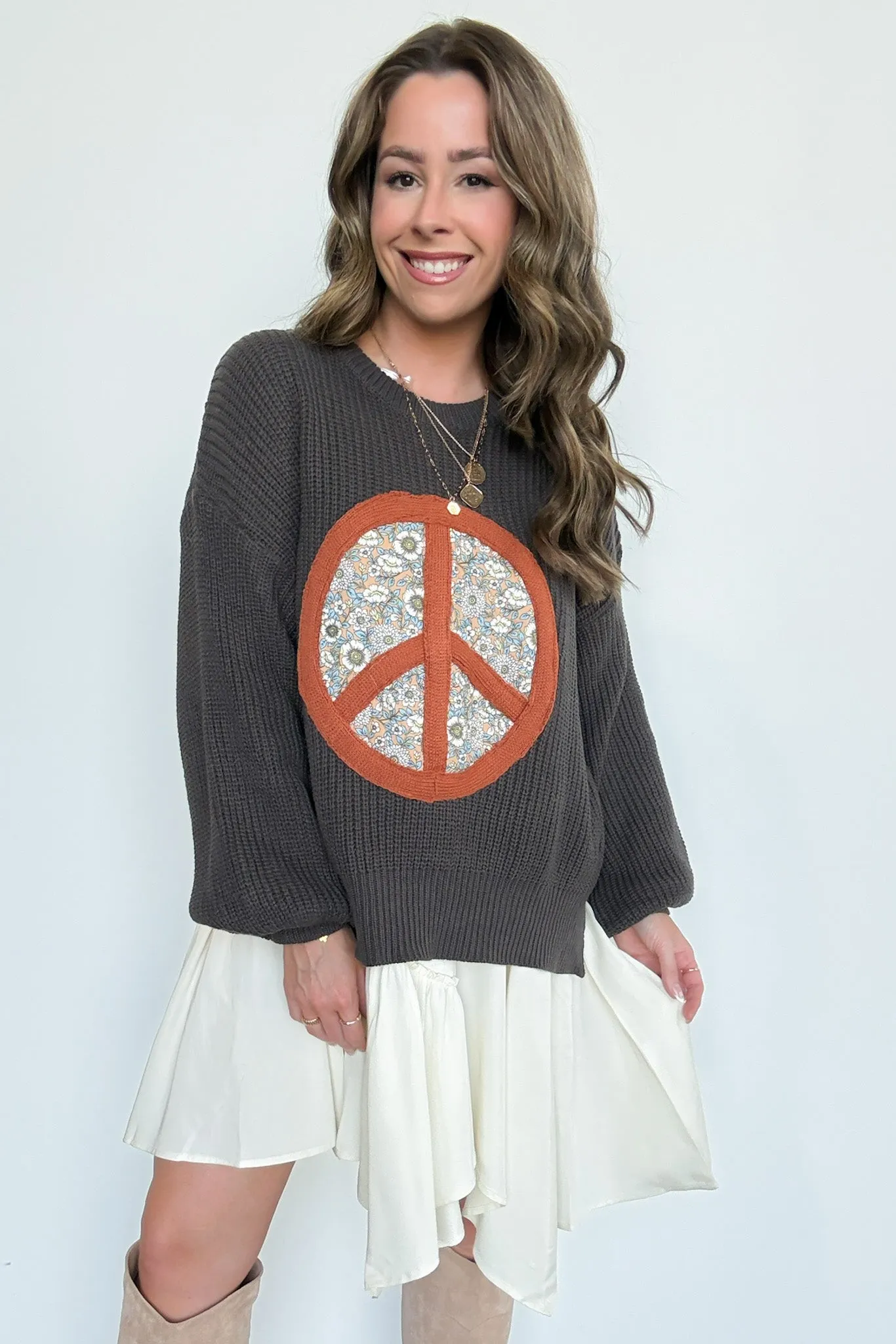 Hippie Era Patch Peace Sweater