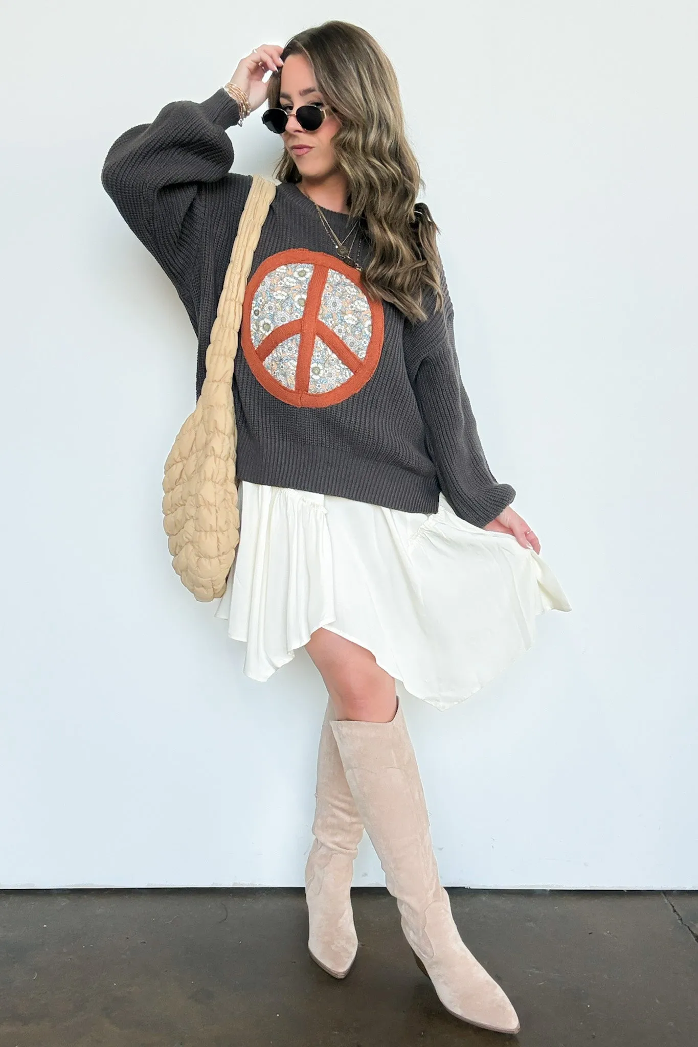 Hippie Era Patch Peace Sweater
