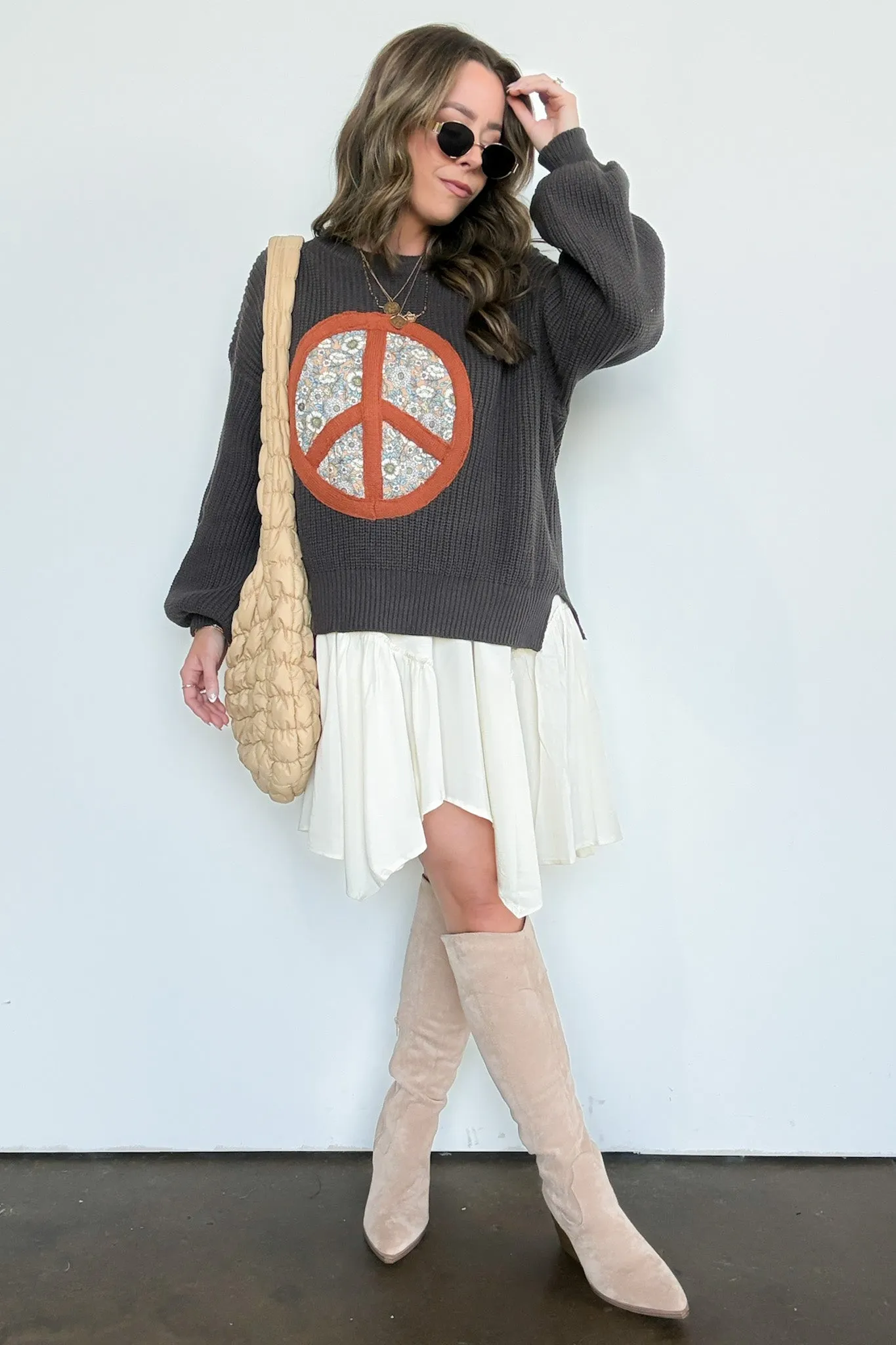 Hippie Era Patch Peace Sweater