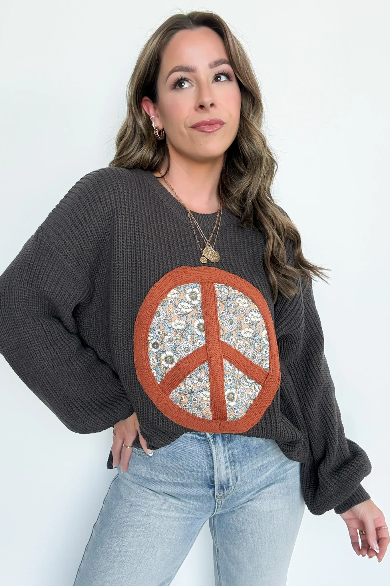 Hippie Era Patch Peace Sweater