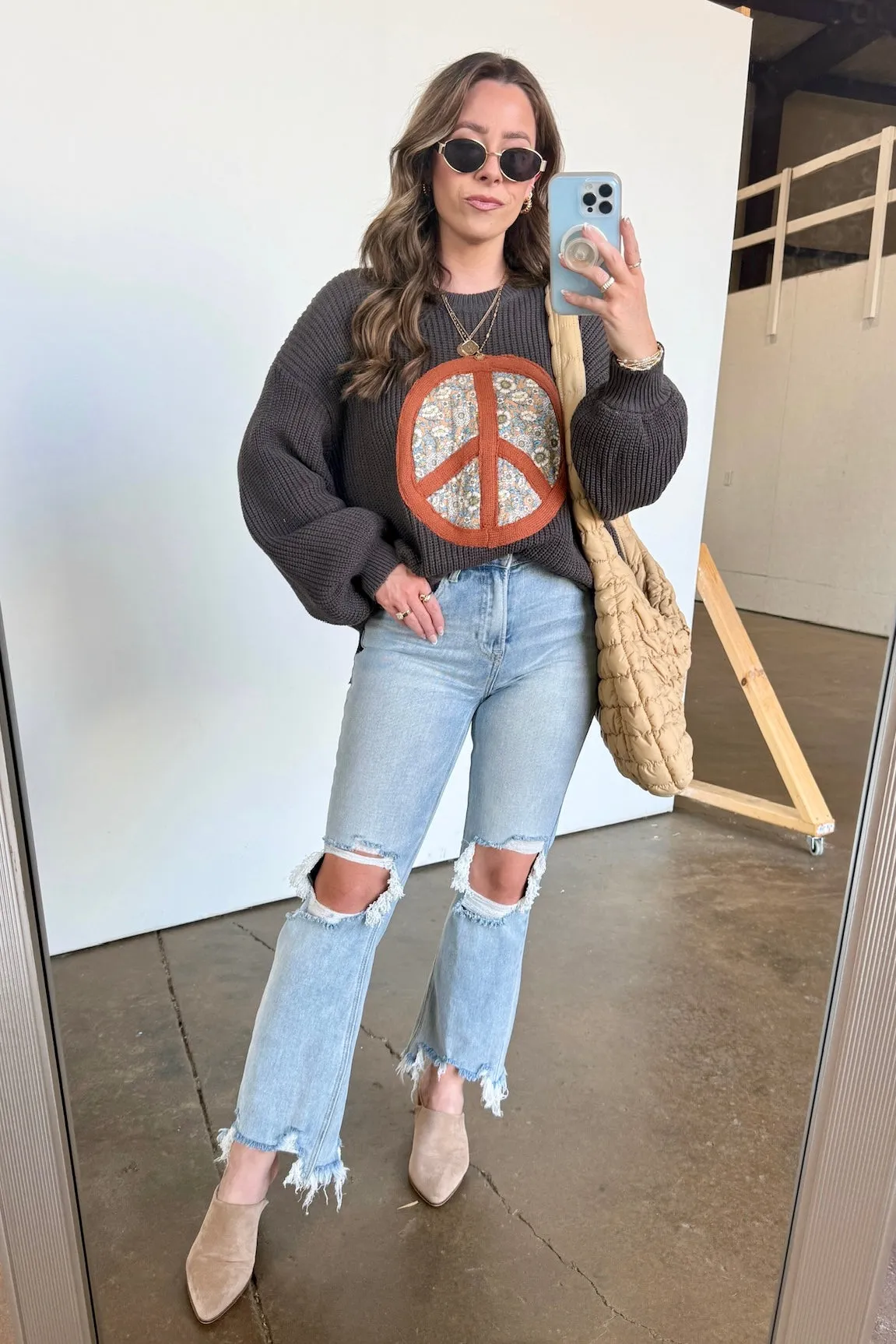 Hippie Era Patch Peace Sweater