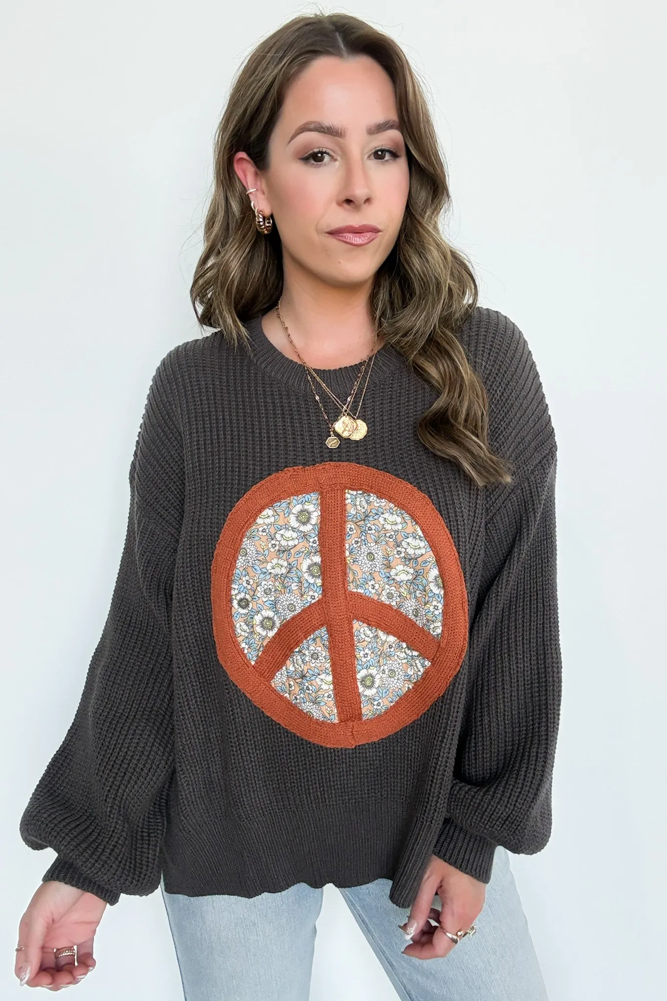 Hippie Era Patch Peace Sweater