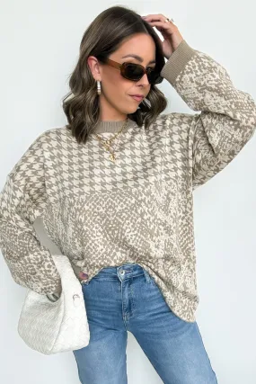 Iconic Ways Contrast Knit Pattern Sweater