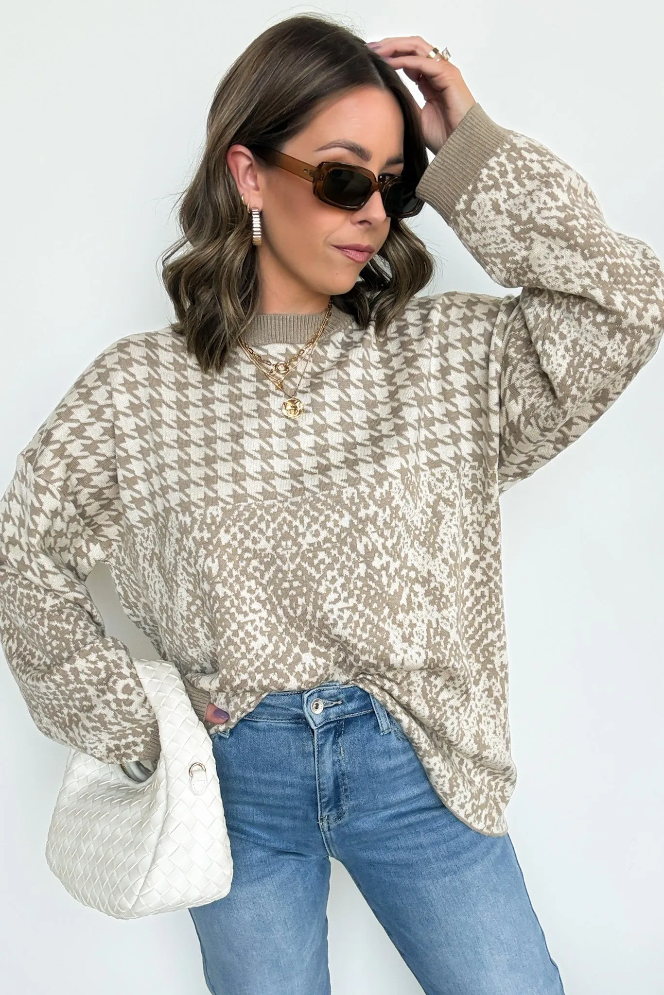 Iconic Ways Contrast Knit Pattern Sweater