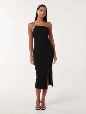 Irene Embellished Asym Bodycon Dress