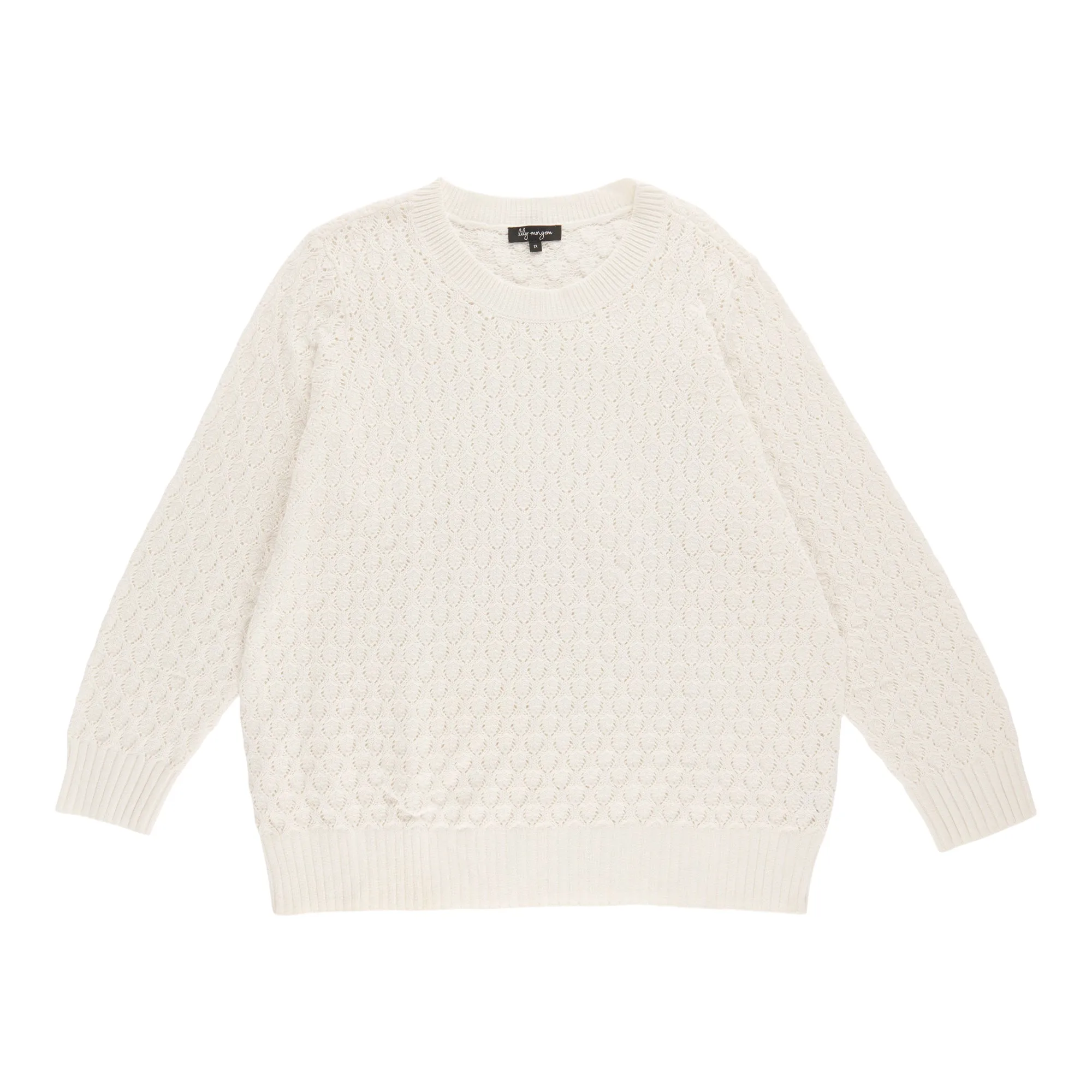 lily morgan Women's Plus Crew Neck Stitch Sweater