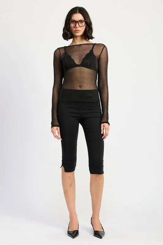 Lucille Boat Neck Sheer Top