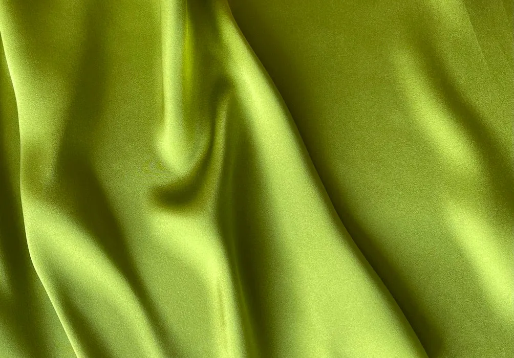 Lustrous Fresh Kiwi Green Silk Satin Charmeuse (Made in Italy)