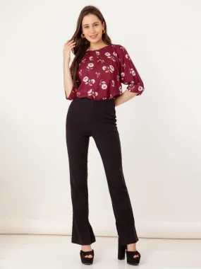 Maroon Printed Regular Top