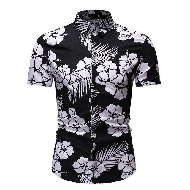 Men Short Sleeve Hawaiian Shirt Camisa Masculina Fashion Floral Mens Shirts