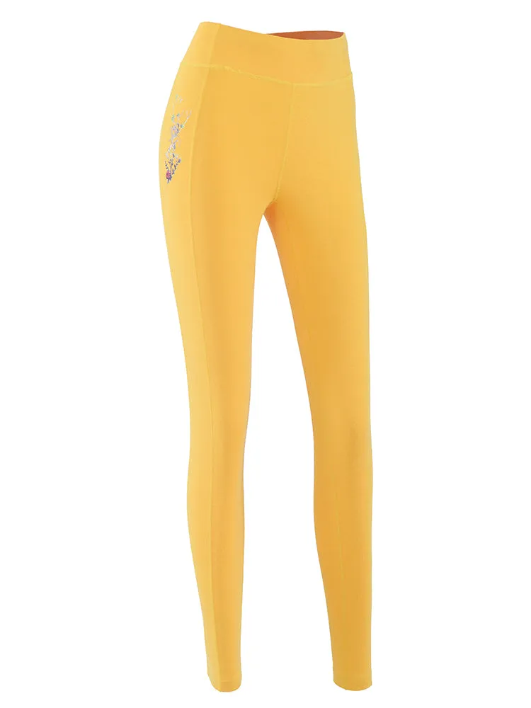 MIP EMBROIDERED LEGGINGS IN YELLOW