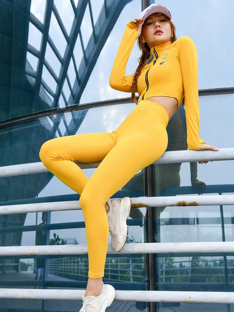 MIP EMBROIDERED LEGGINGS IN YELLOW