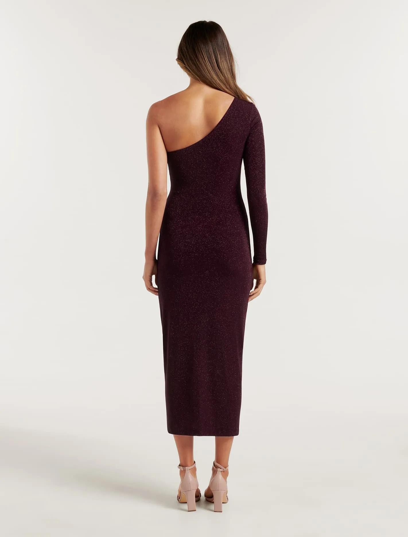 Mirabella One Shoulder Glitter Midi Dress