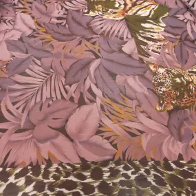 Multicolored Animal Print and Floral Printed Polyester Chiffon Fabric