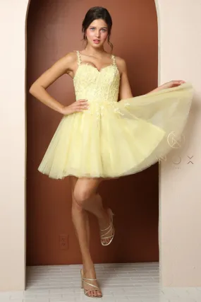 NOX ANABEL T744 Embroidered Glitter Sweetheart Short Dress