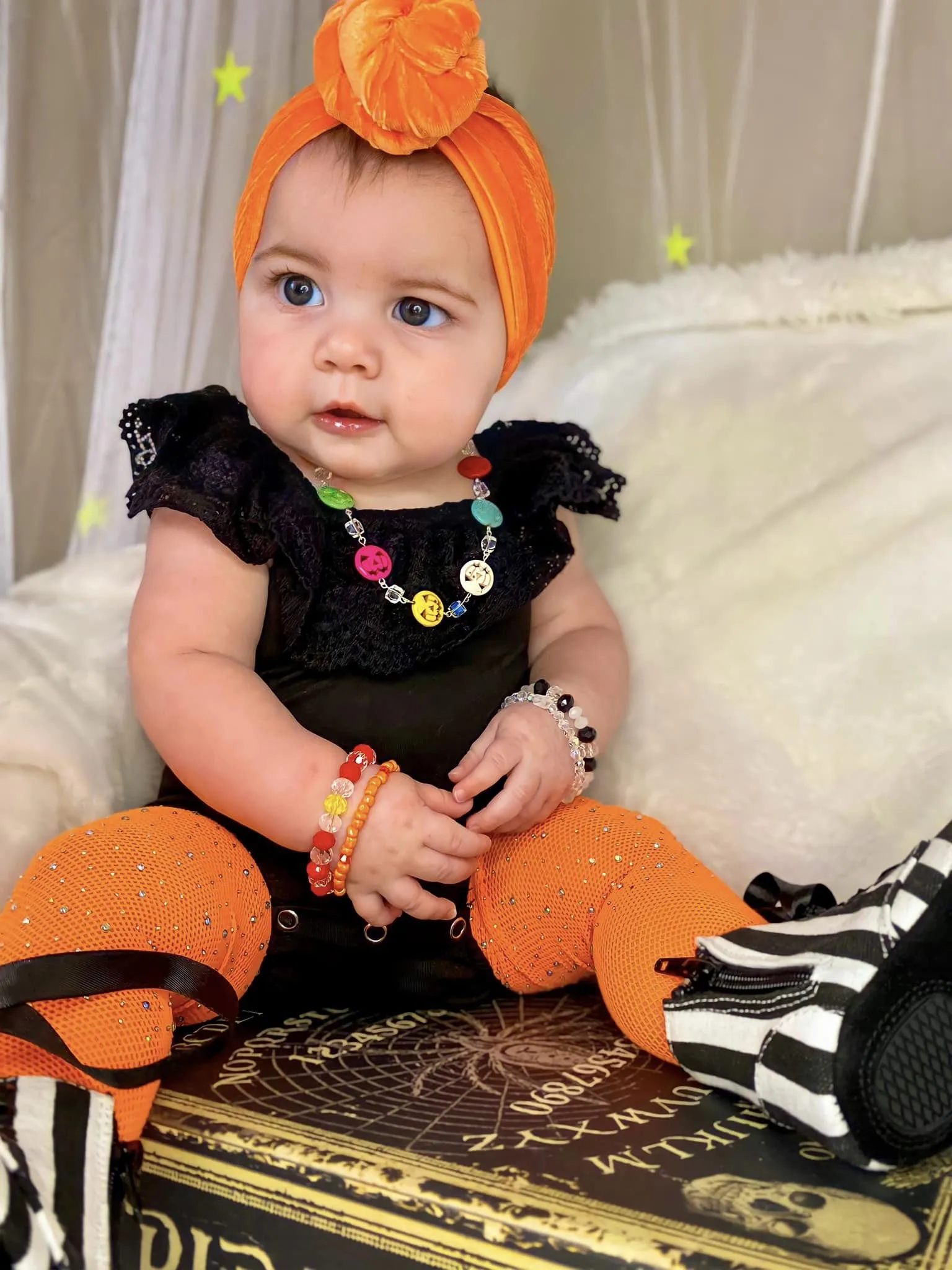 Orange Rhinestone Leggings