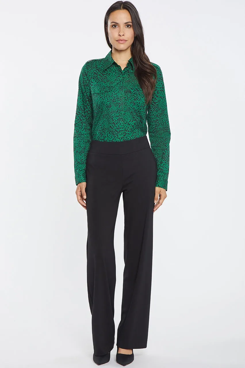 Relaxed Leg Pull-On Trouser Black Ponte Knit | Black