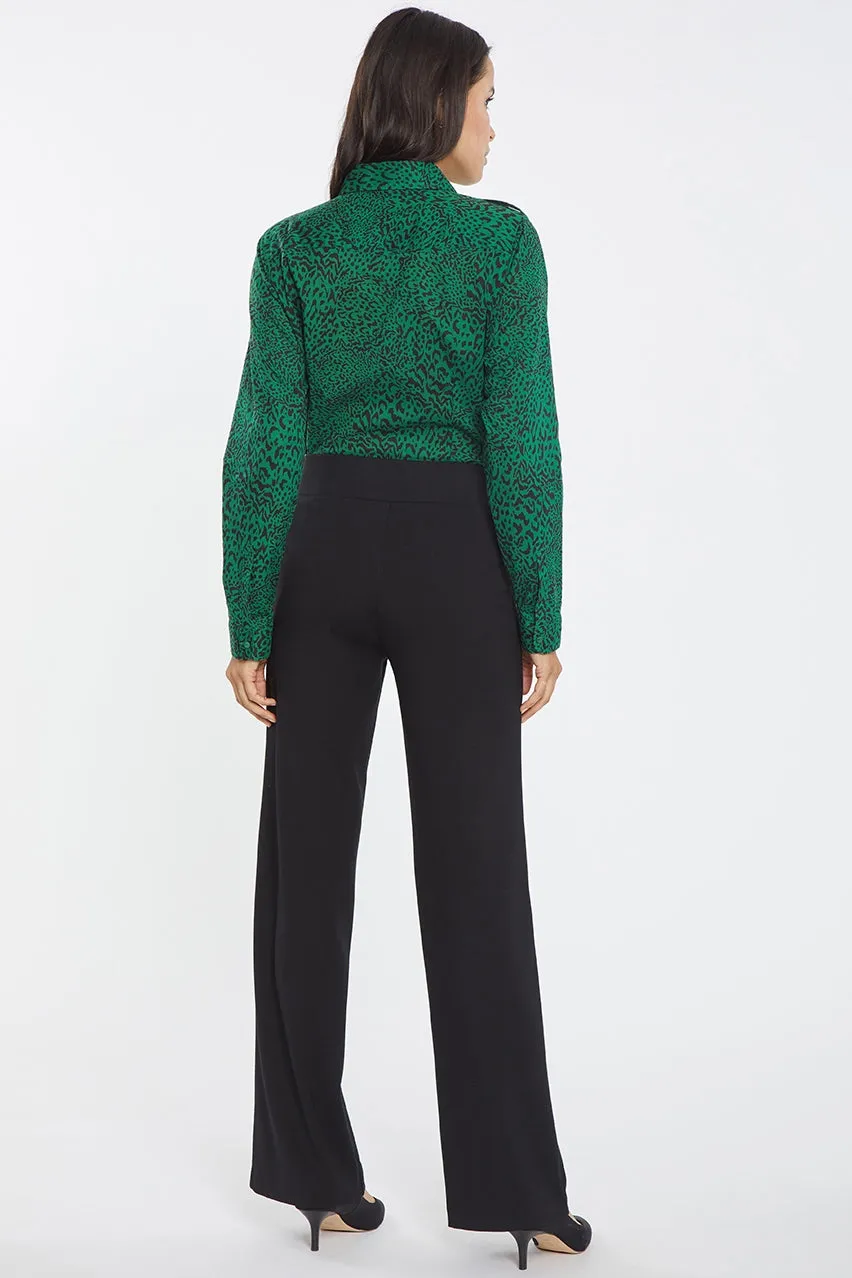 Relaxed Leg Pull-On Trouser Black Ponte Knit | Black