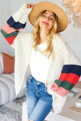 Rylee Color Block Open Front Cardigan