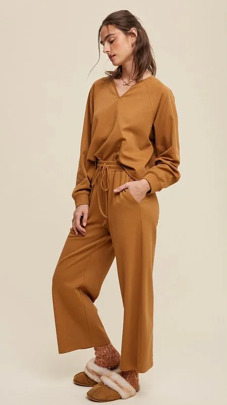 Split Neck Long Sleeve Sweatshirt