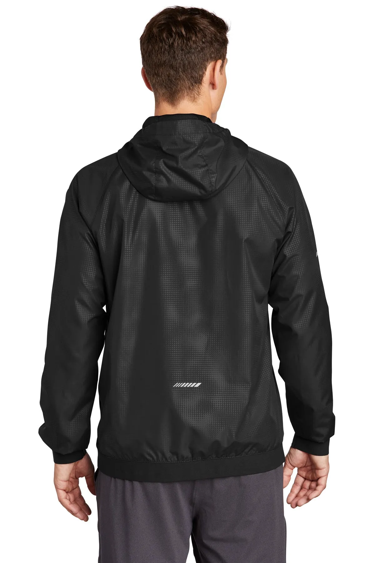 Sport-Tek Embossed Hooded Custom Wind Jackets, Black/ Black