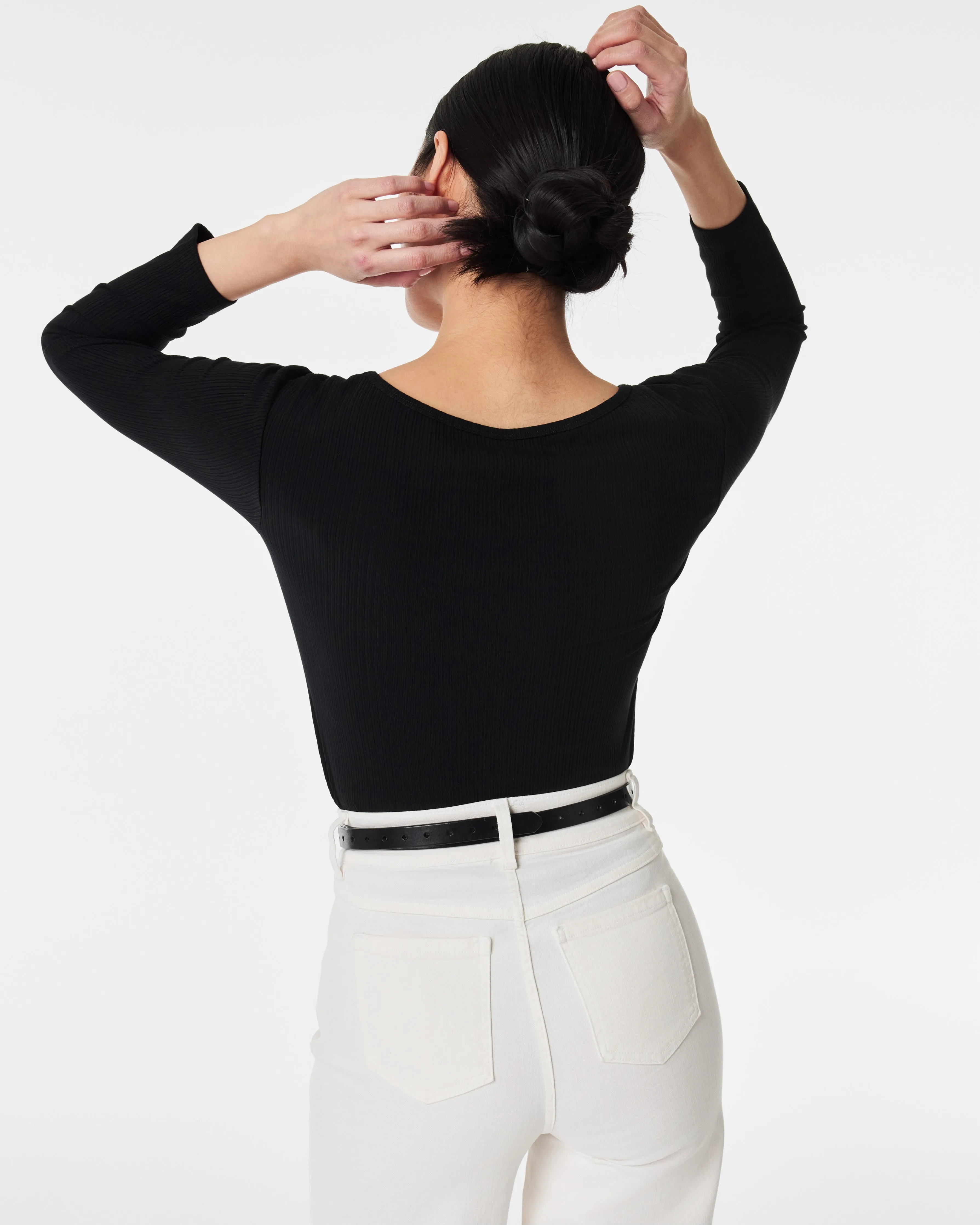 Stretch Rib Long-Sleeve Top