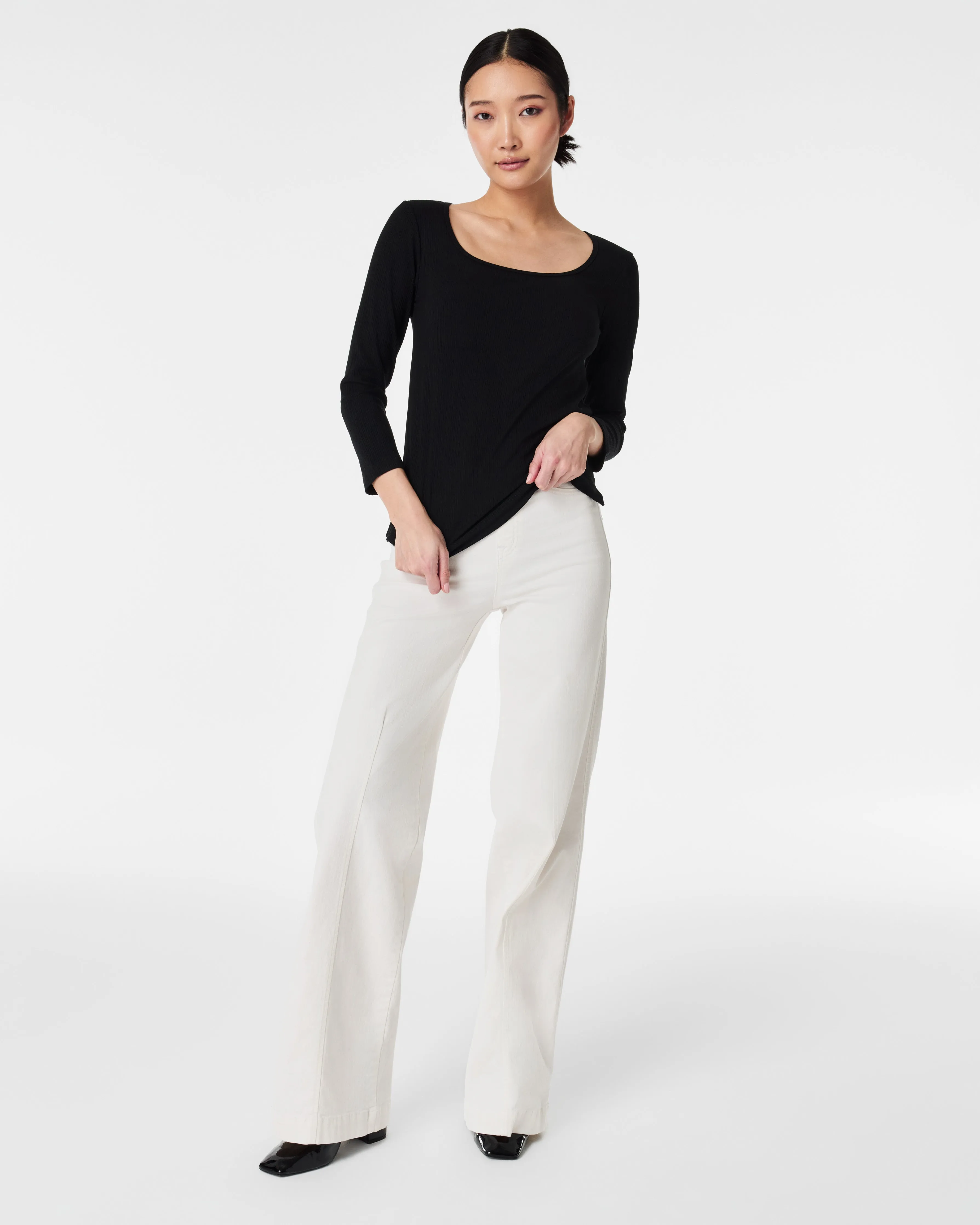 Stretch Rib Long-Sleeve Top