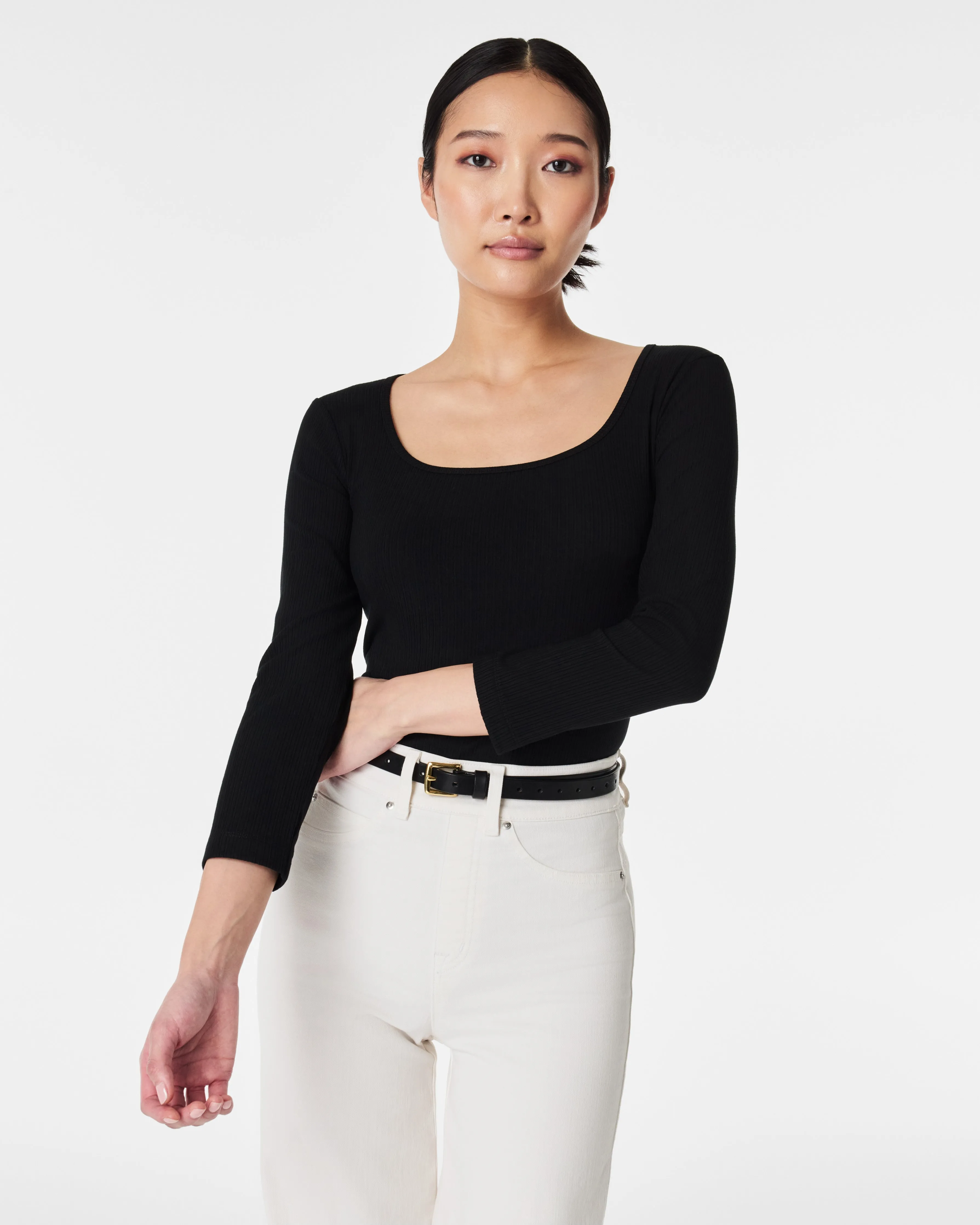 Stretch Rib Long-Sleeve Top
