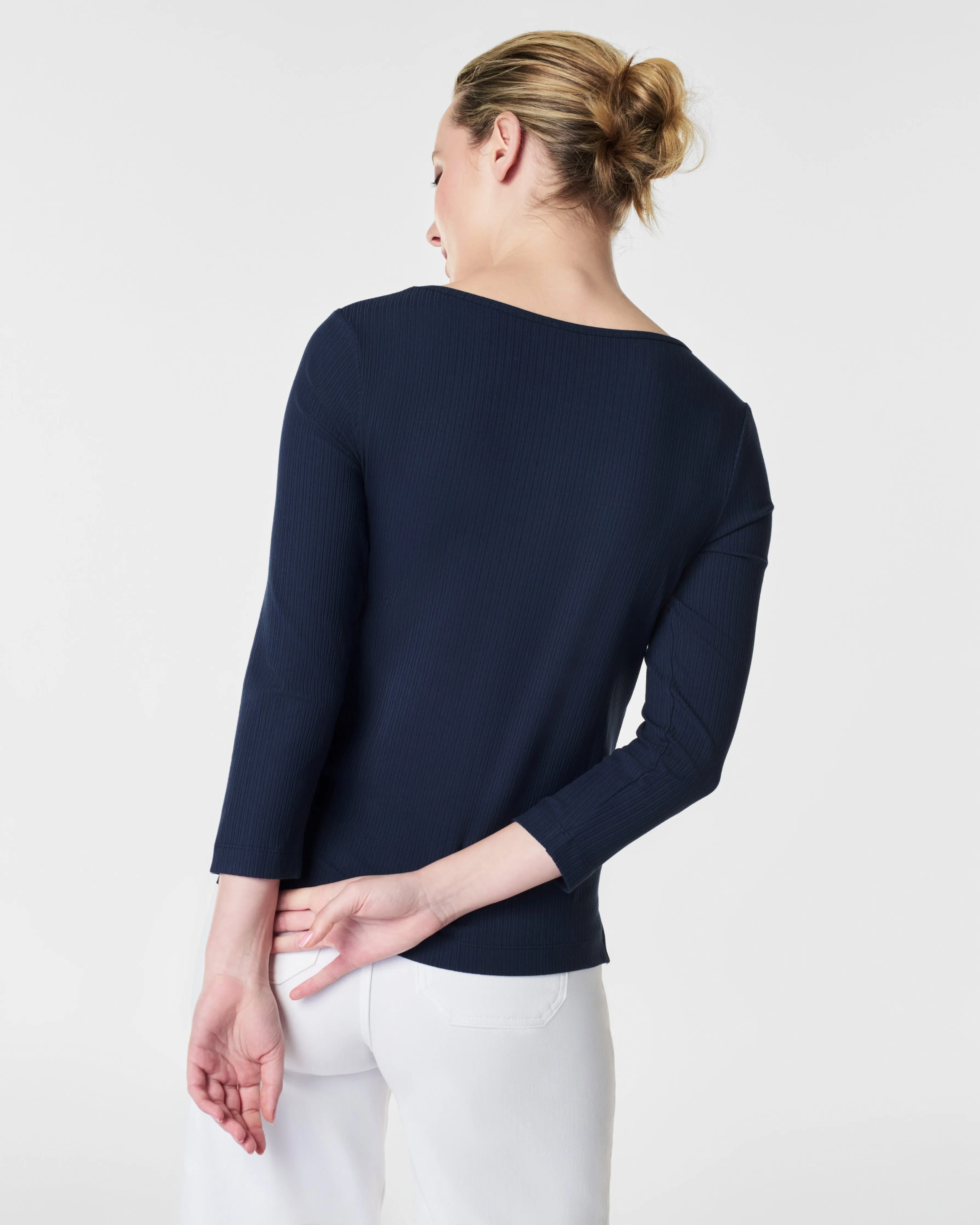 Stretch Rib Long-Sleeve Top