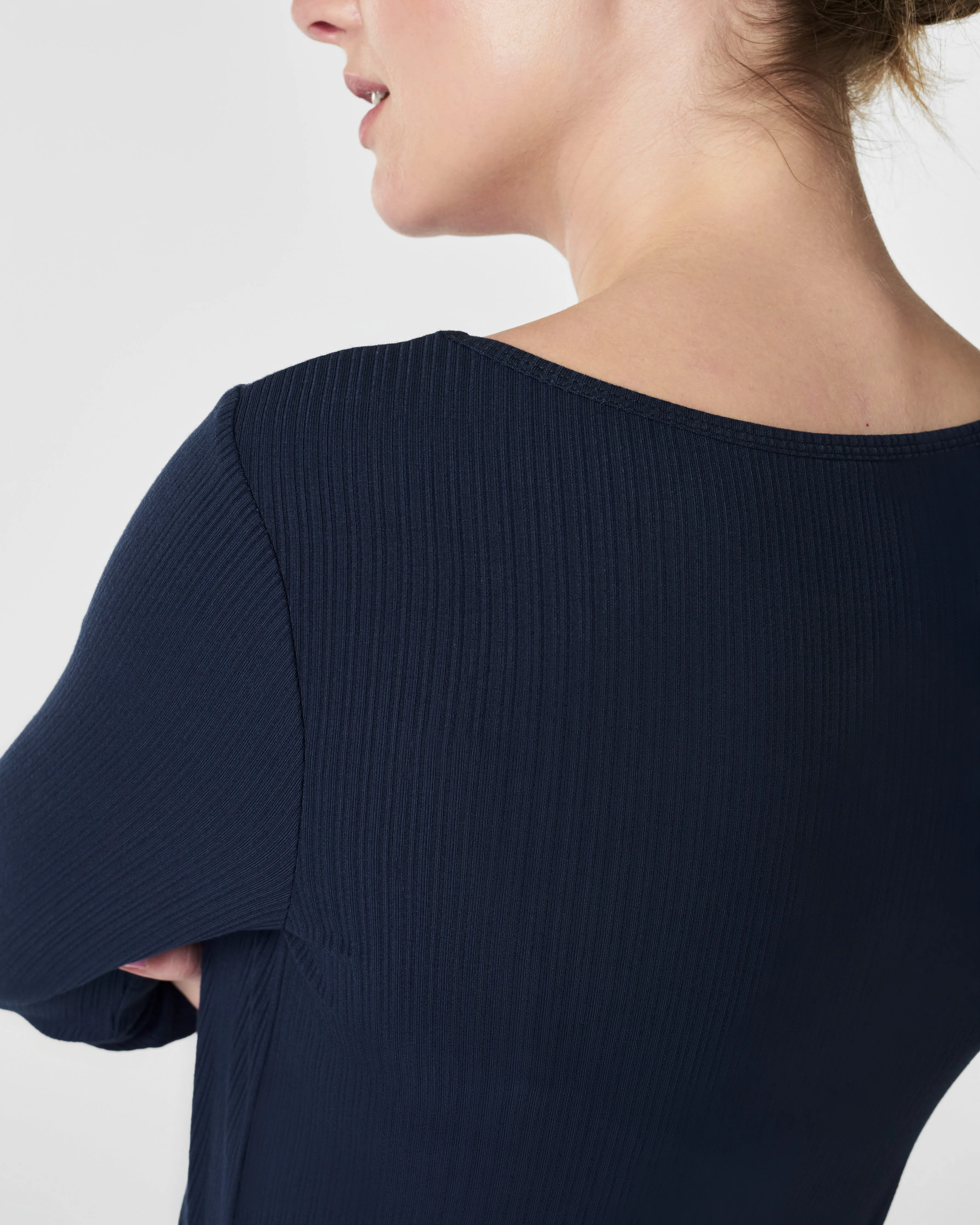 Stretch Rib Long-Sleeve Top