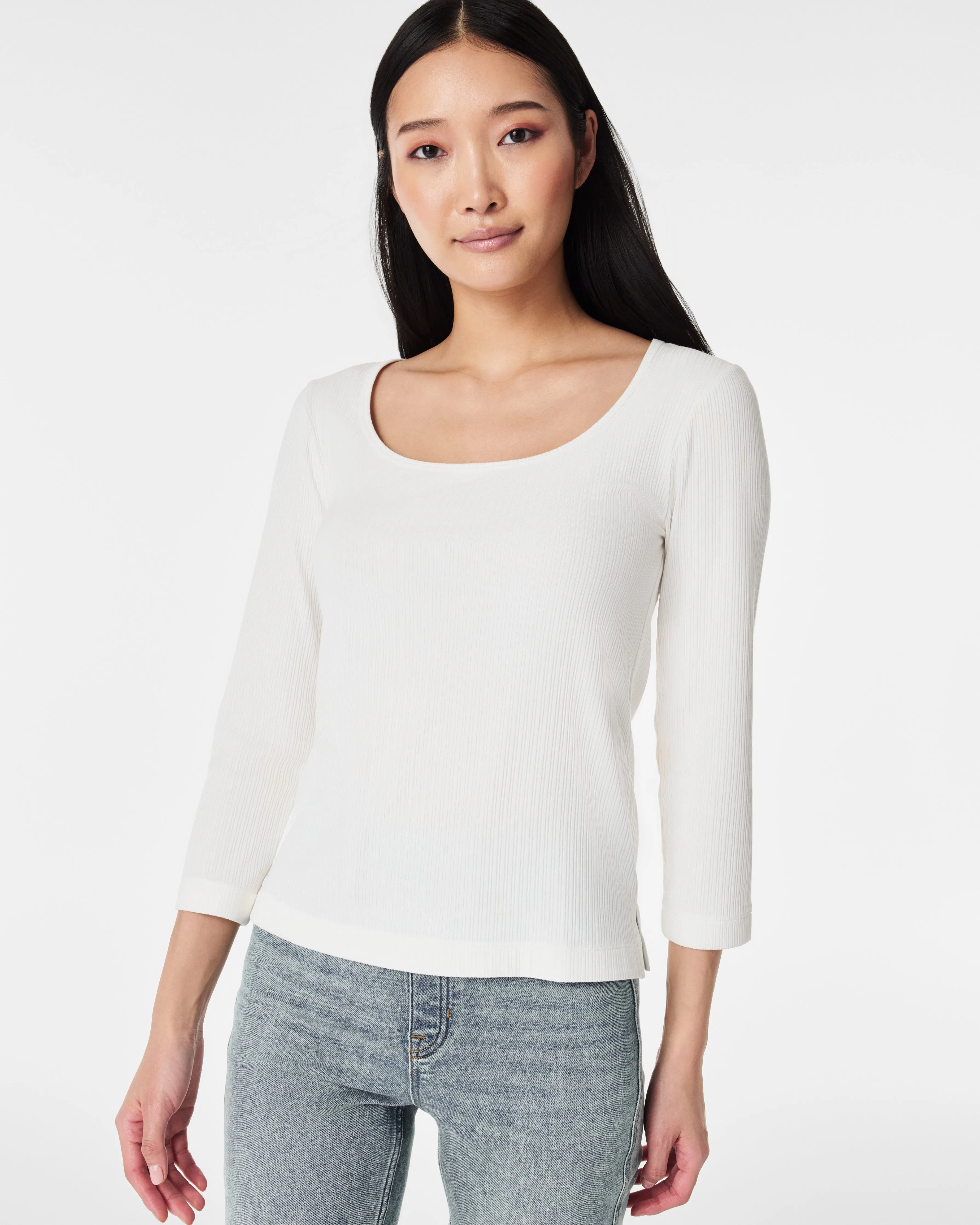 Stretch Rib Long-Sleeve Top