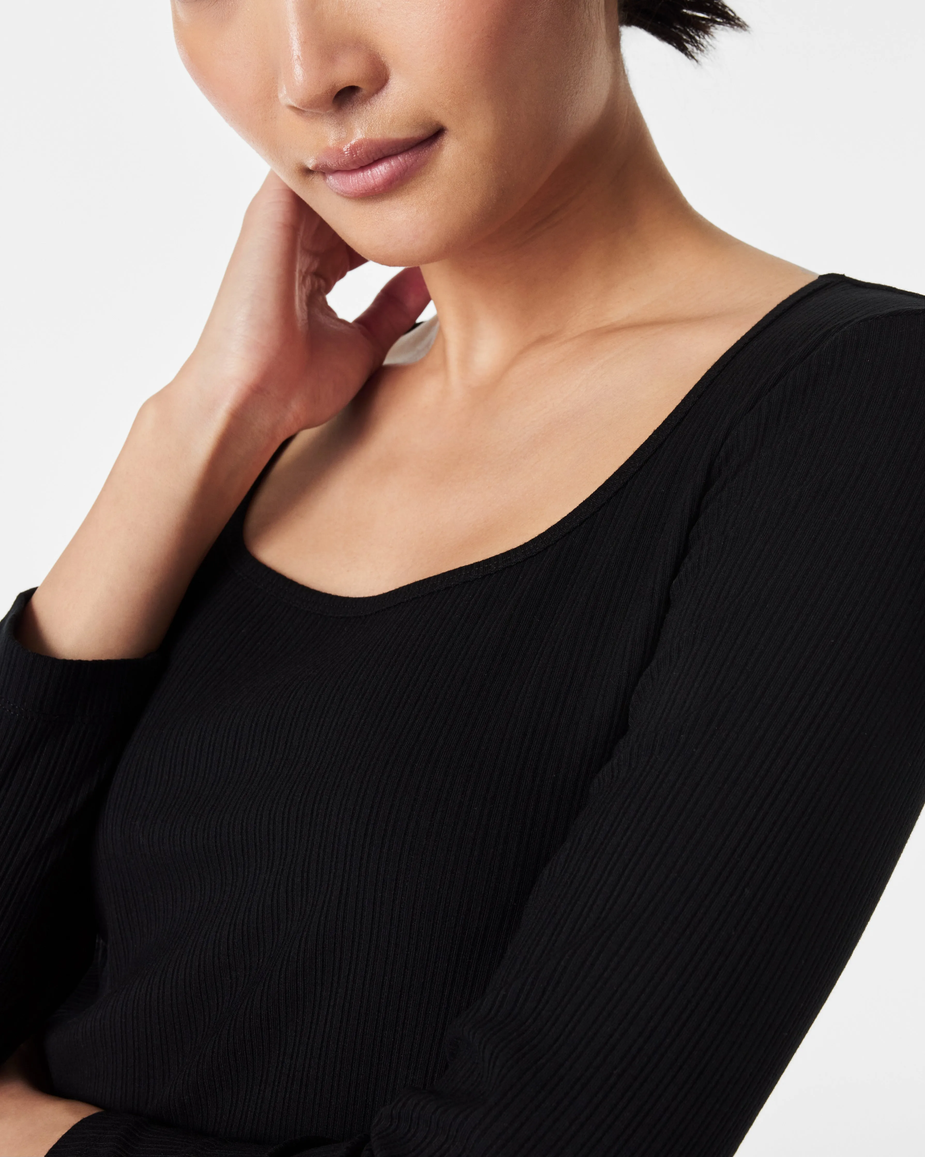 Stretch Rib Long-Sleeve Top
