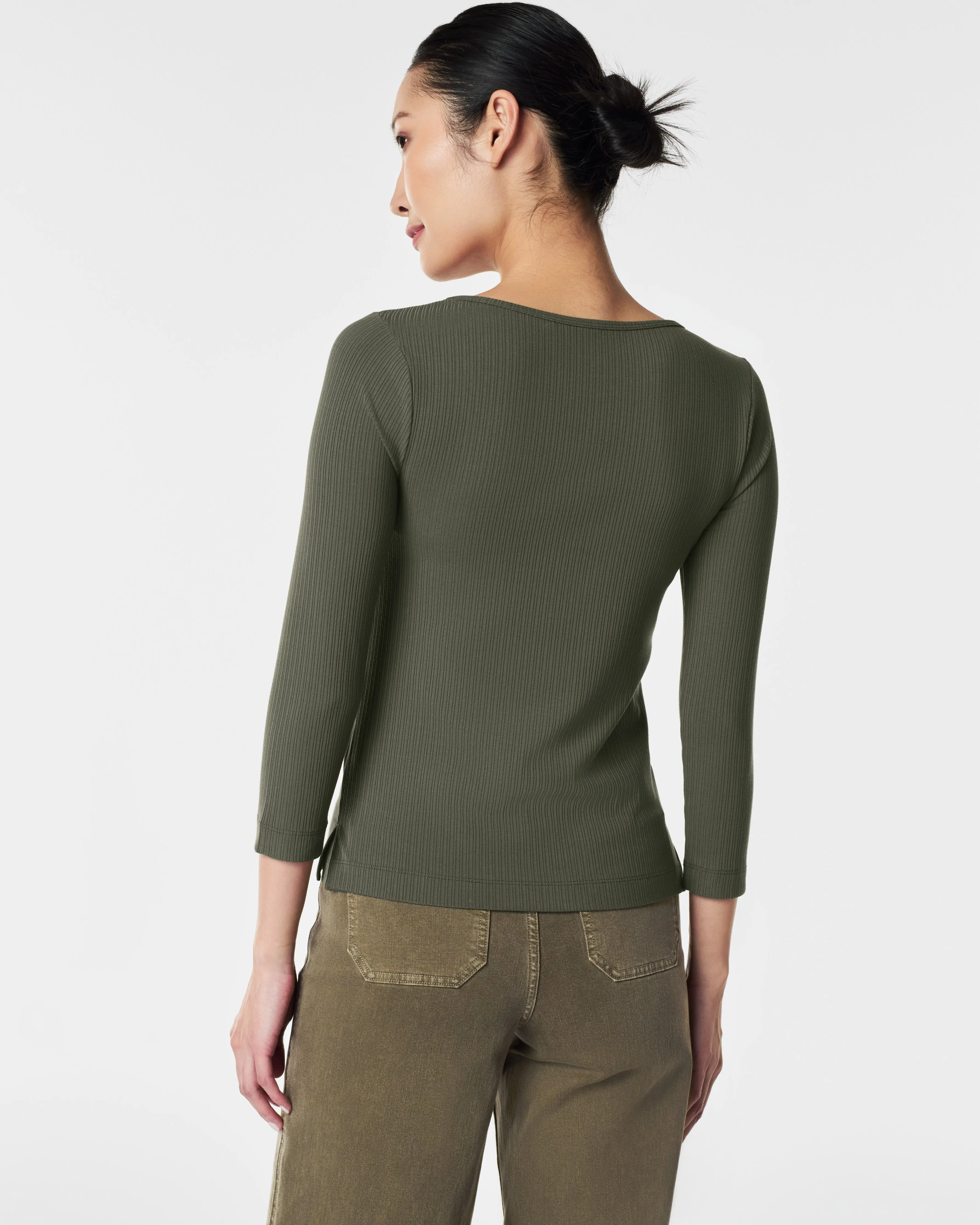 Stretch Rib Long-Sleeve Top