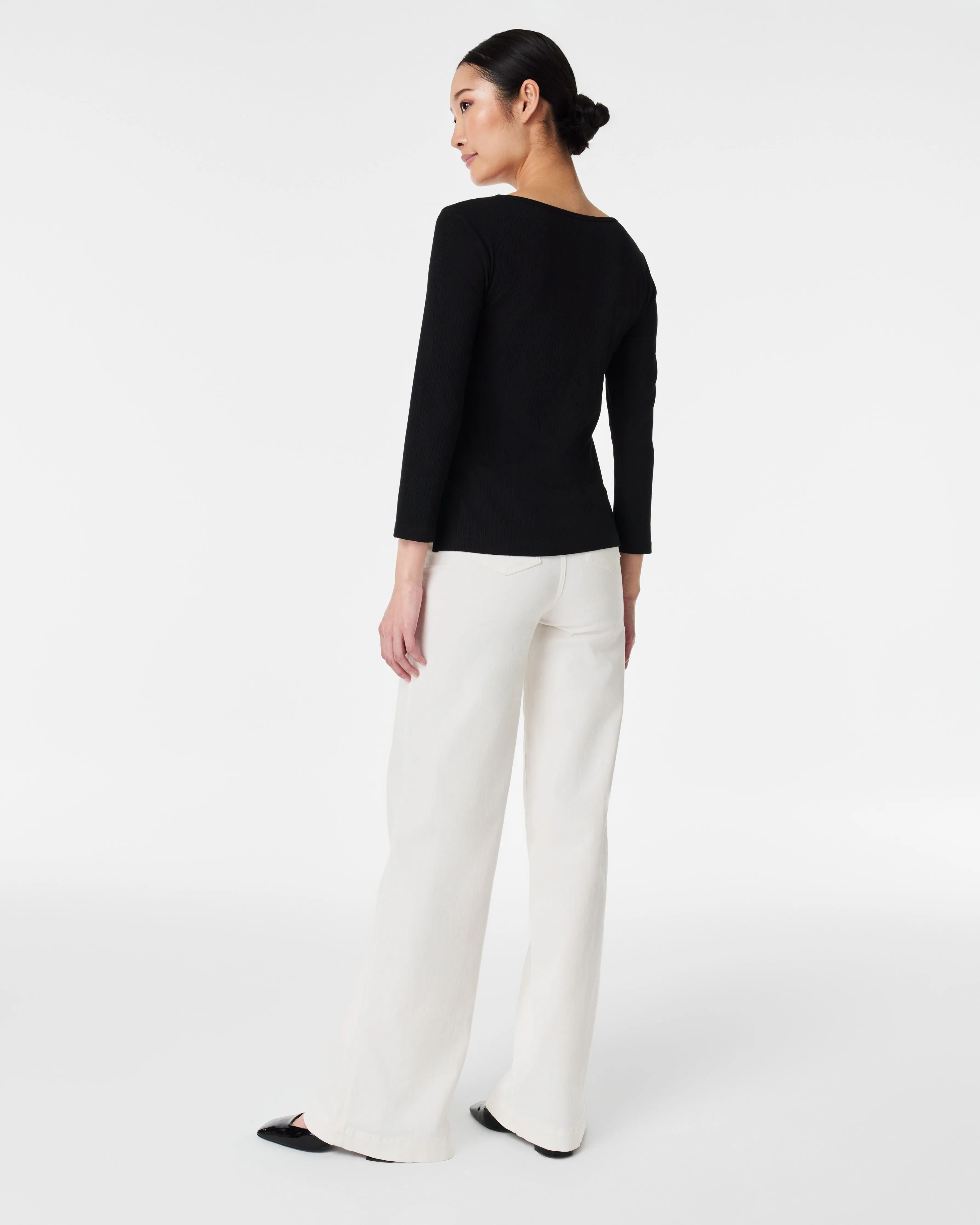 Stretch Rib Long-Sleeve Top