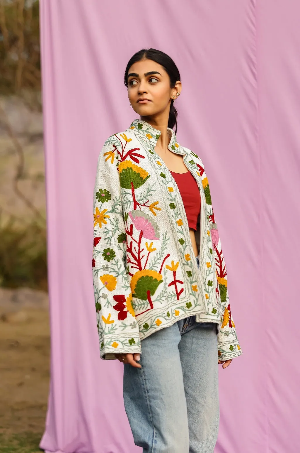 Sujani Art Summer Jacket  Green