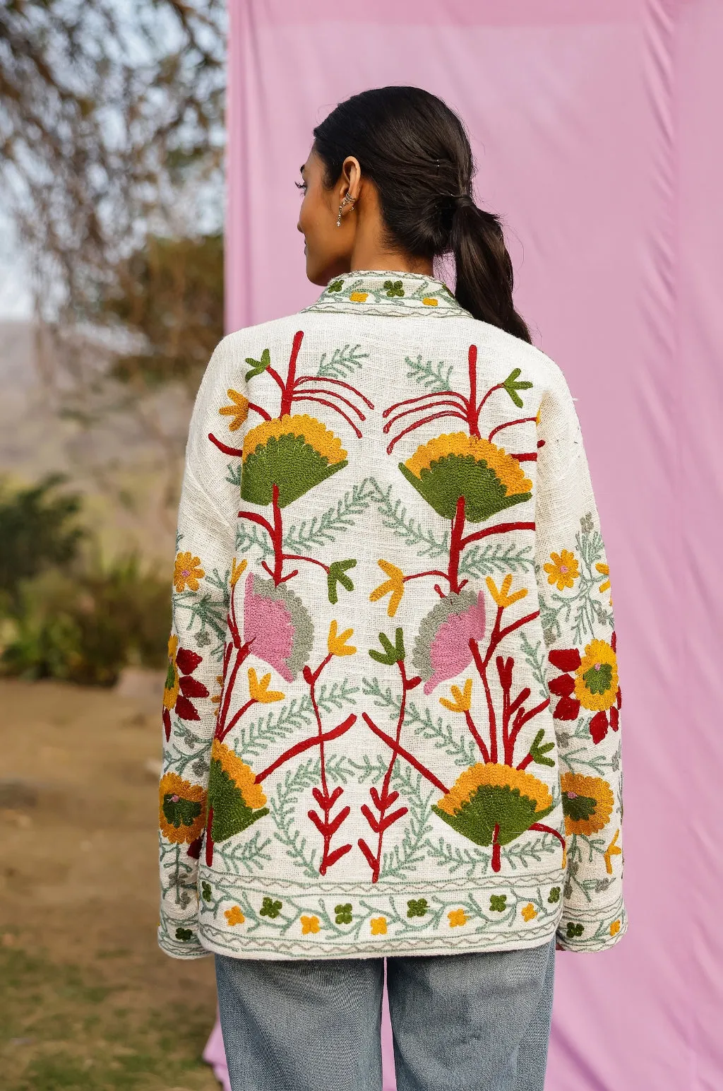 Sujani Art Summer Jacket  Green