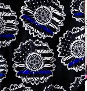 Thin Blue Line Sunflower CAPRI LEO Police Super SOFT Yoga Band Leggings rts