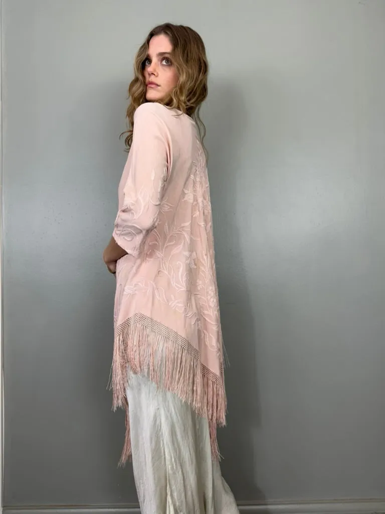 Tilda, light pink 40s embroideed fringed jacket