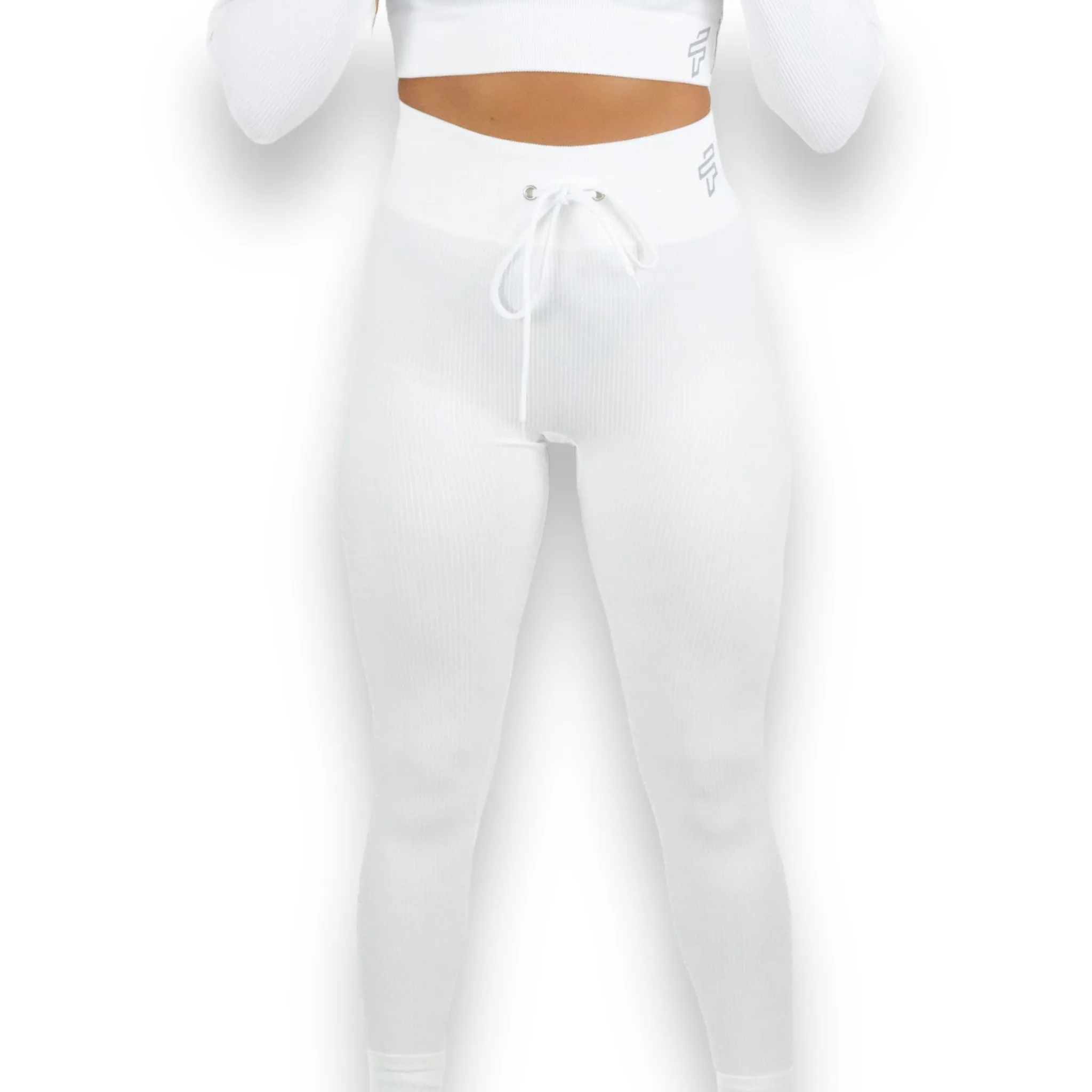 White Ribbed Leggings