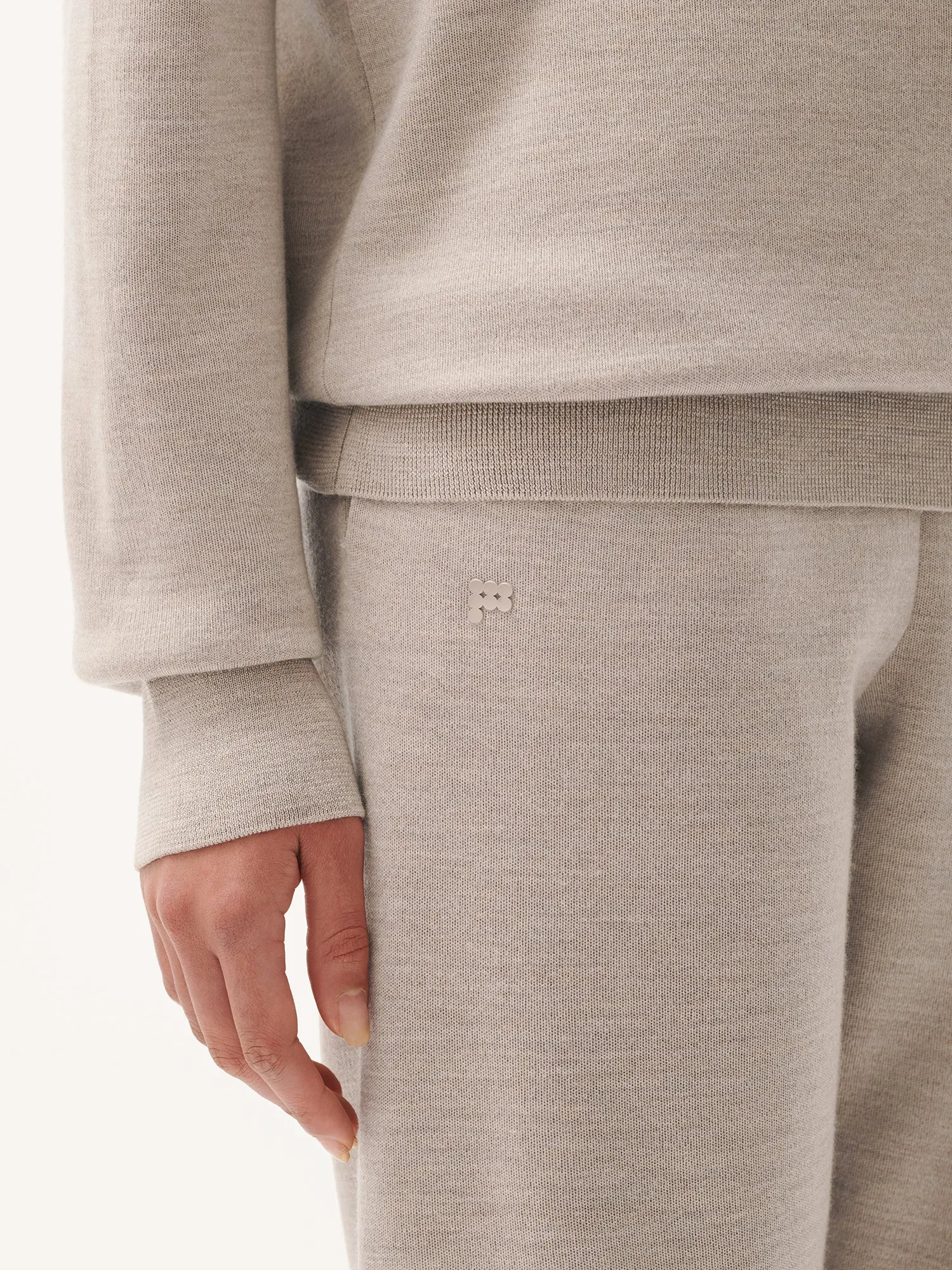 Womens DNA Regenerative Merino Wool Track Pants—stone marl