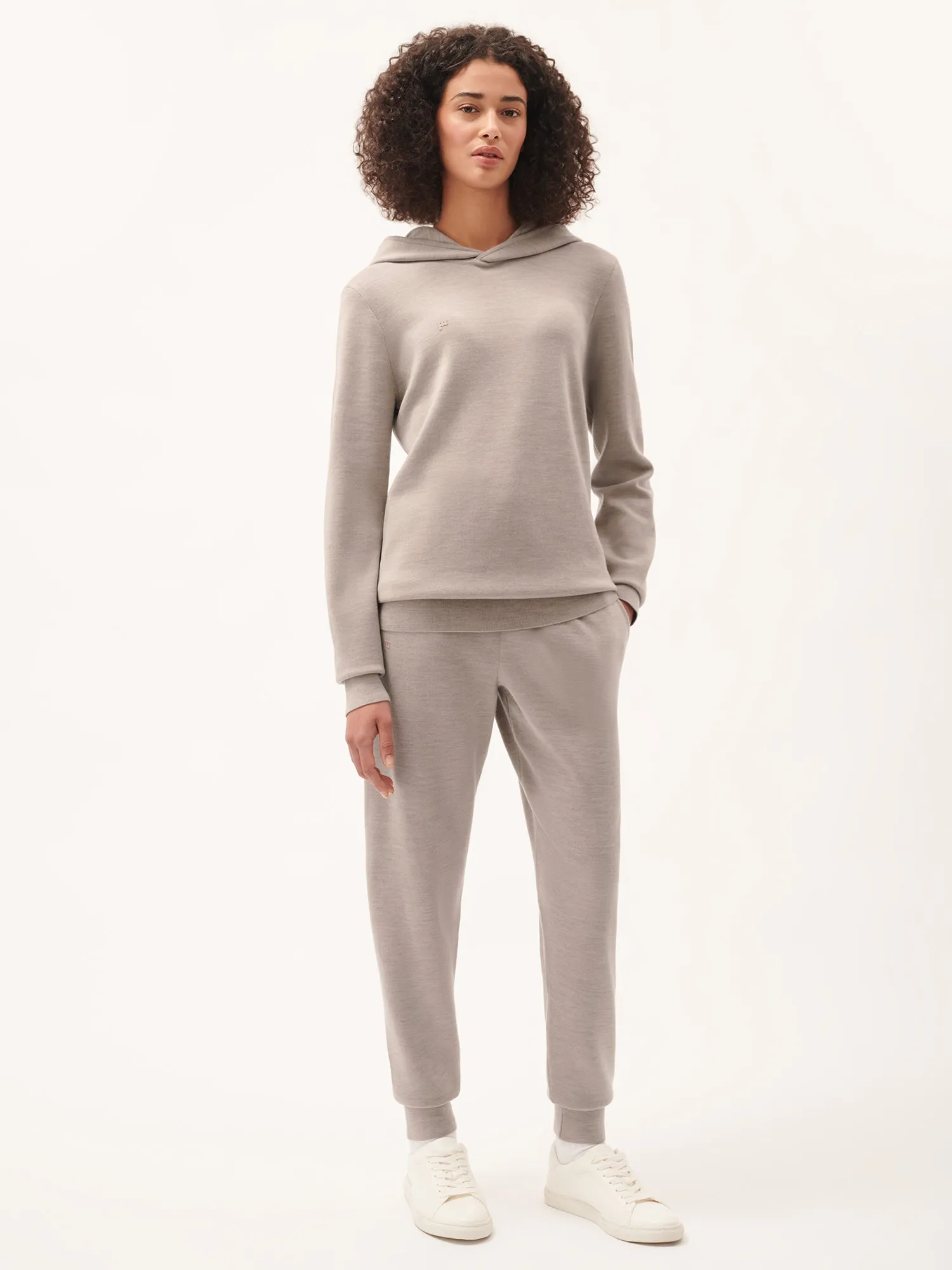Womens DNA Regenerative Merino Wool Track Pants—stone marl