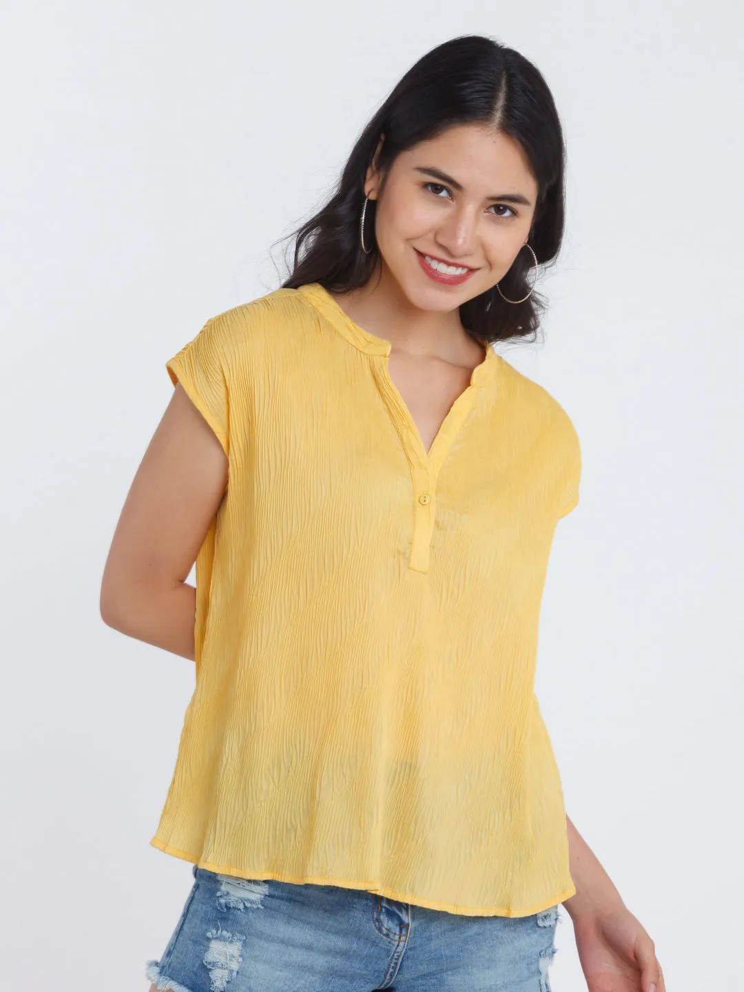 Yellow Solid Straight Top