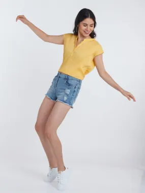 Yellow Solid Straight Top