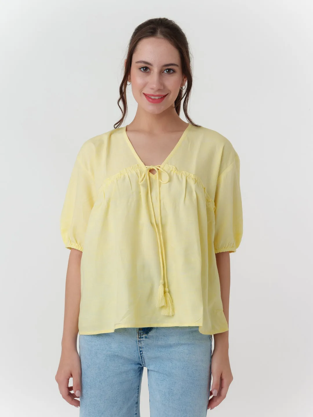 Yellow Solid Tiered Top