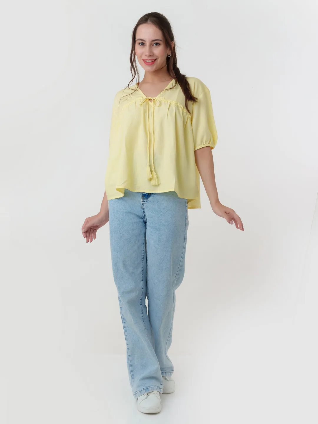 Yellow Solid Tiered Top
