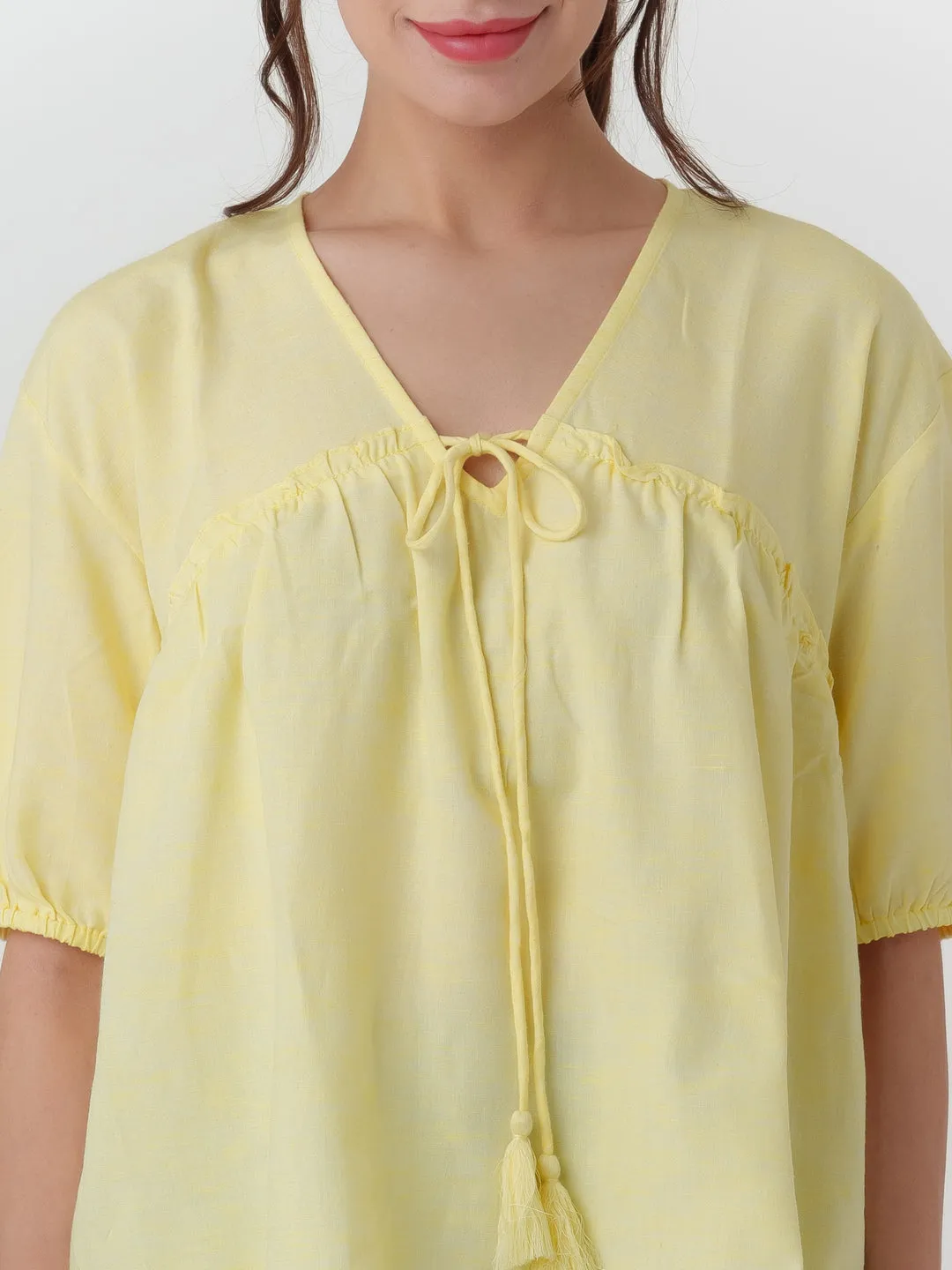Yellow Solid Tiered Top