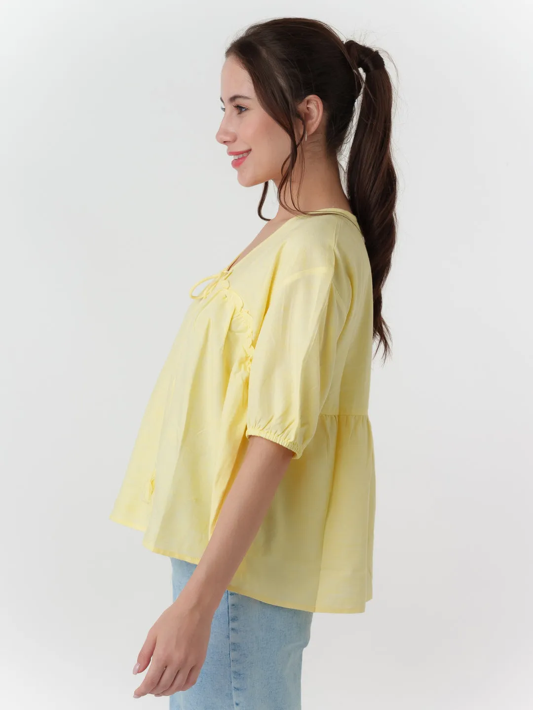 Yellow Solid Tiered Top
