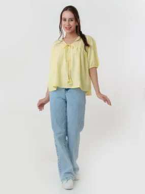 Yellow Solid Tiered Top