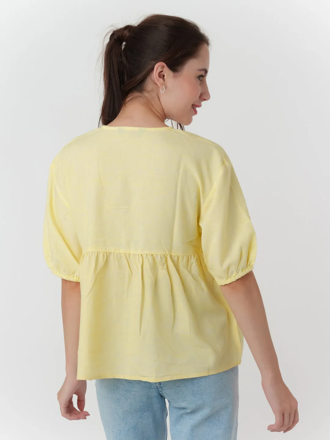 Yellow Solid Tiered Top